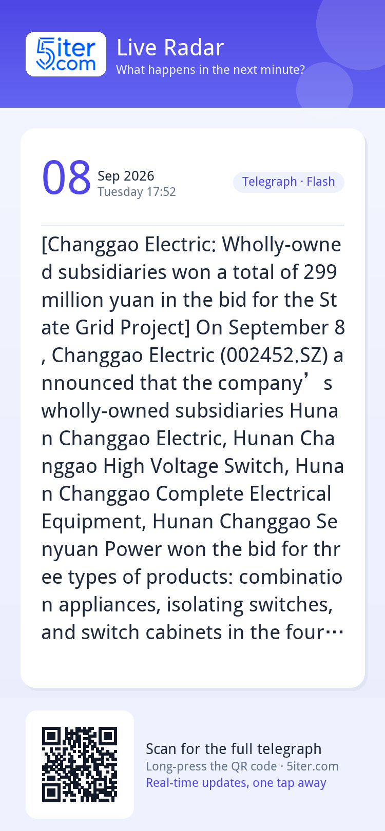 [Changgao Electric: Wholly-owned subsidiaries won a total of