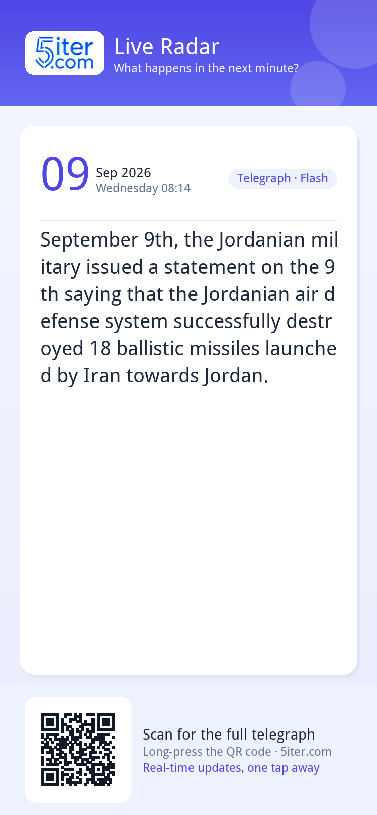 September 9th, the Jordanian military issued a statement on 