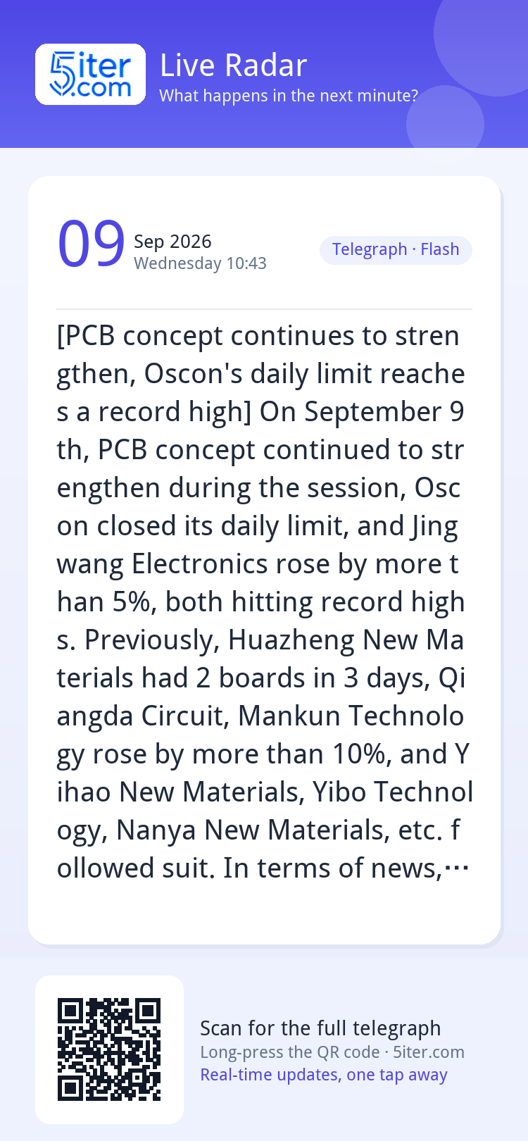 [PCB concept continues to strengthen, Oscon's daily limit re