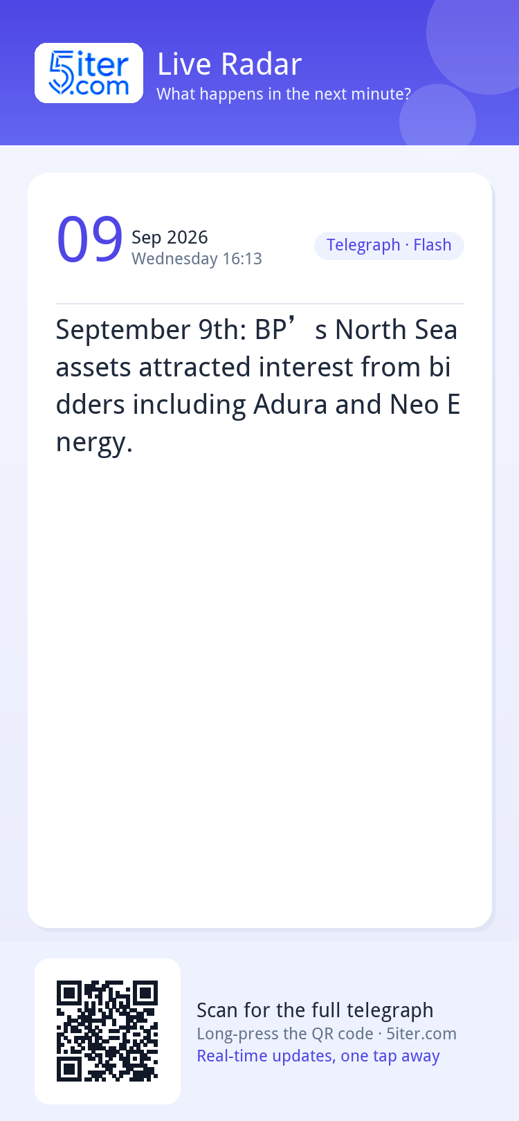 September 9th: BP’s North Sea assets attracted interest from
