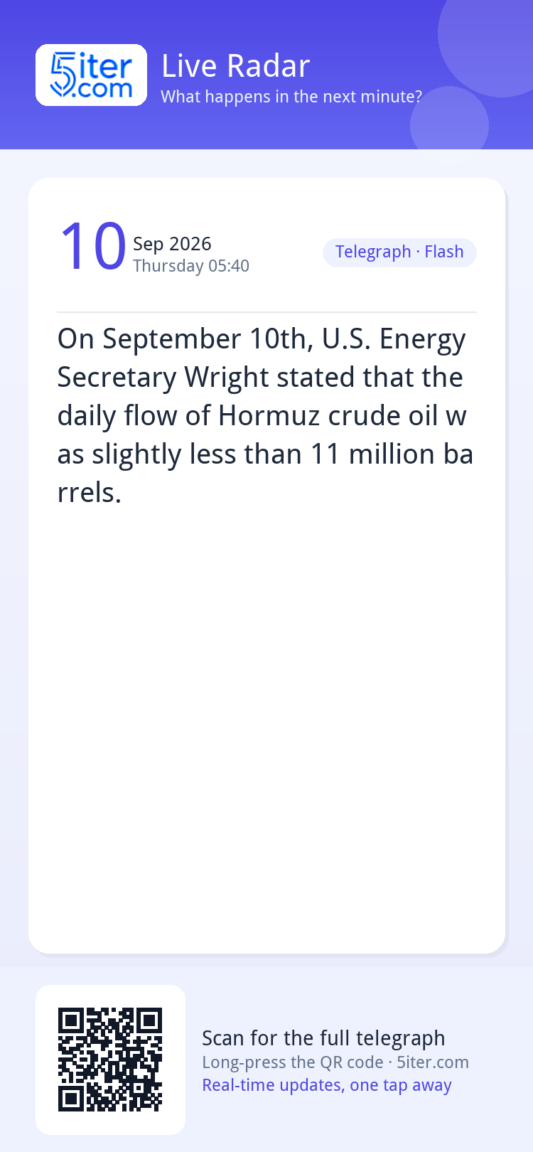 On September 10th, U.S. Energy Secretary Wright stated that 