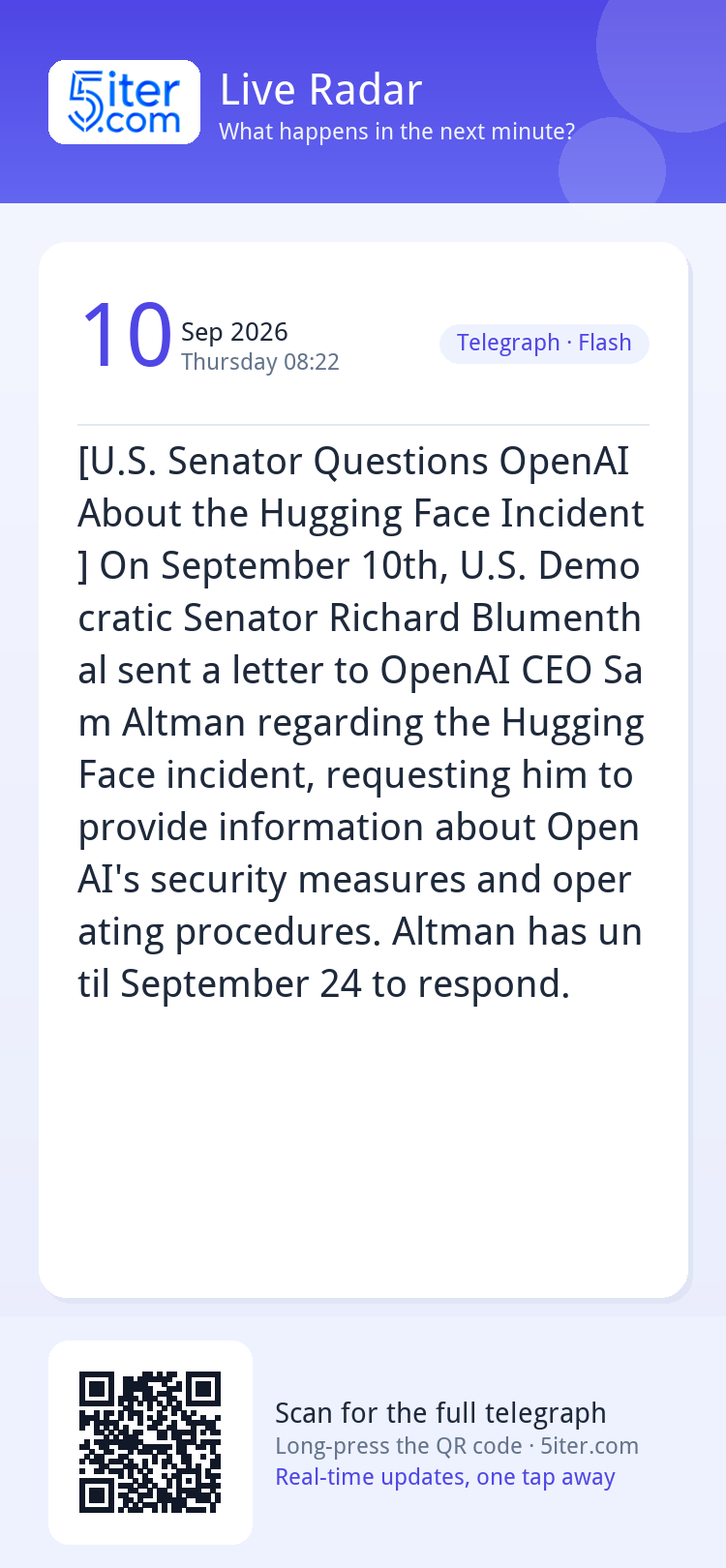 [U.S. Senator Questions OpenAI About the Hugging Face Incide