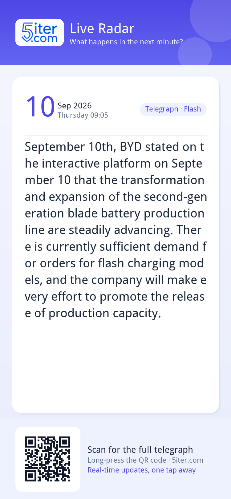 September 10th, BYD stated on the interactive platform on Se