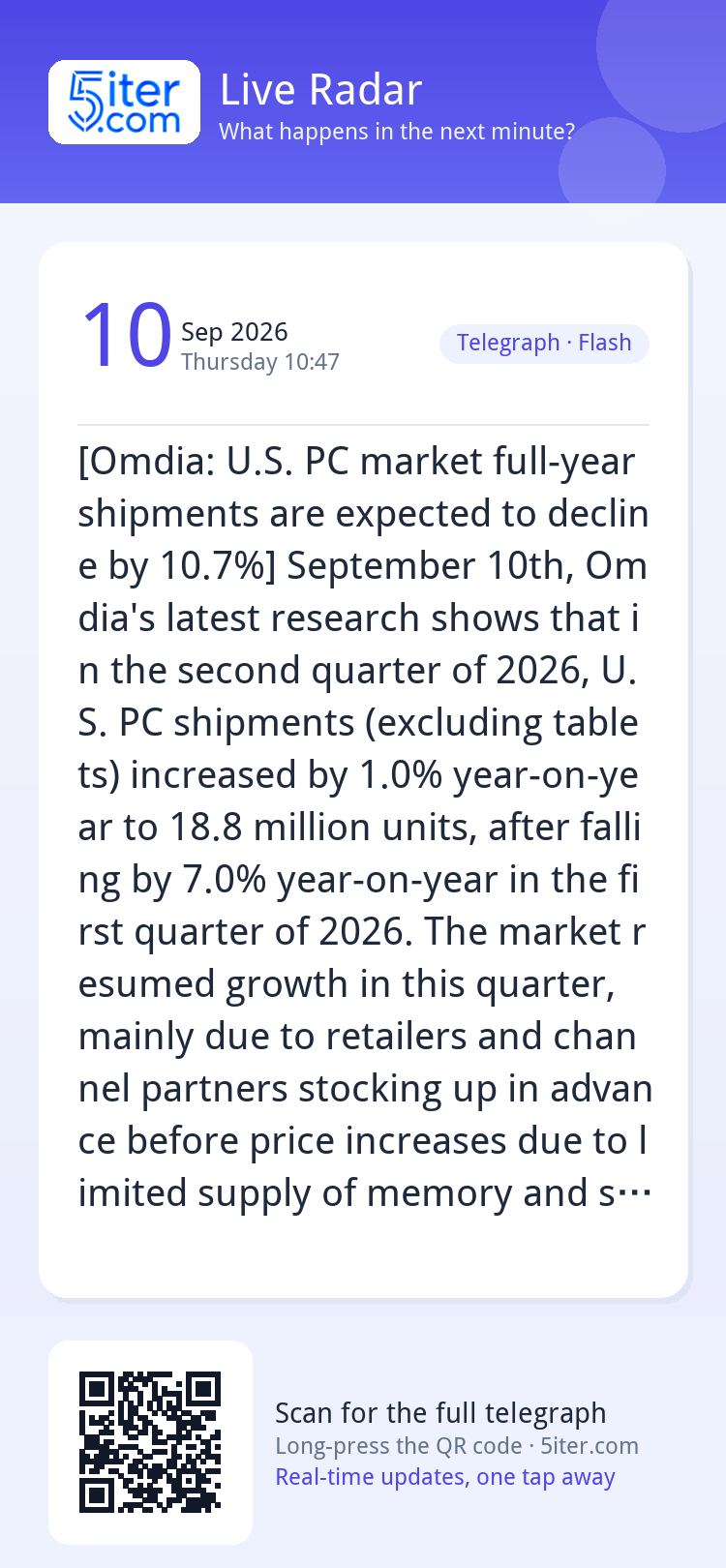 [Omdia: U.S. PC market full-year shipments are expected to d