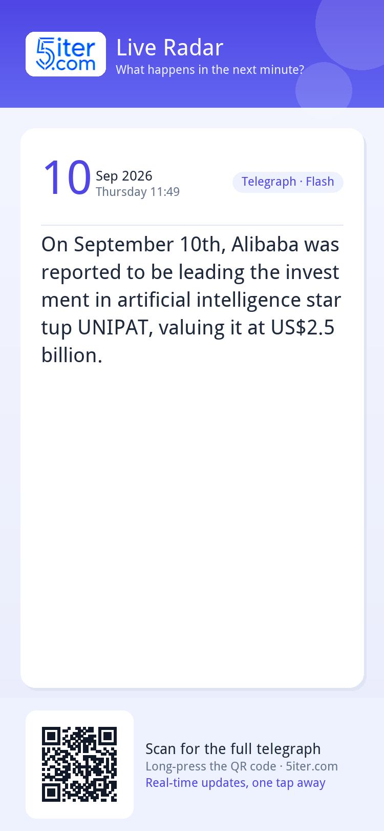 On September 10th, Alibaba was reported to be leading the in