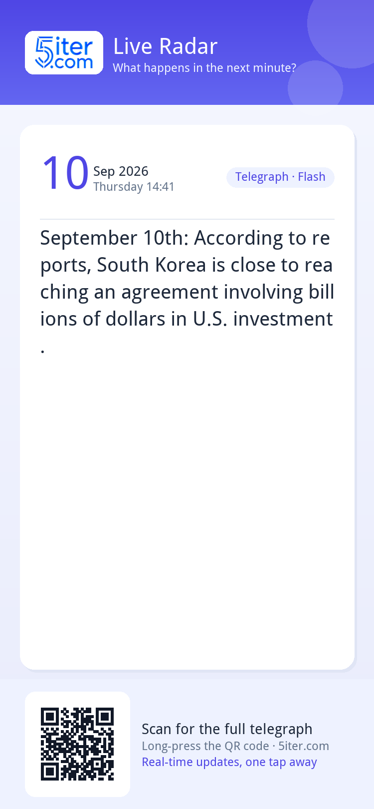 September 10th: According to reports, South Korea is close t
