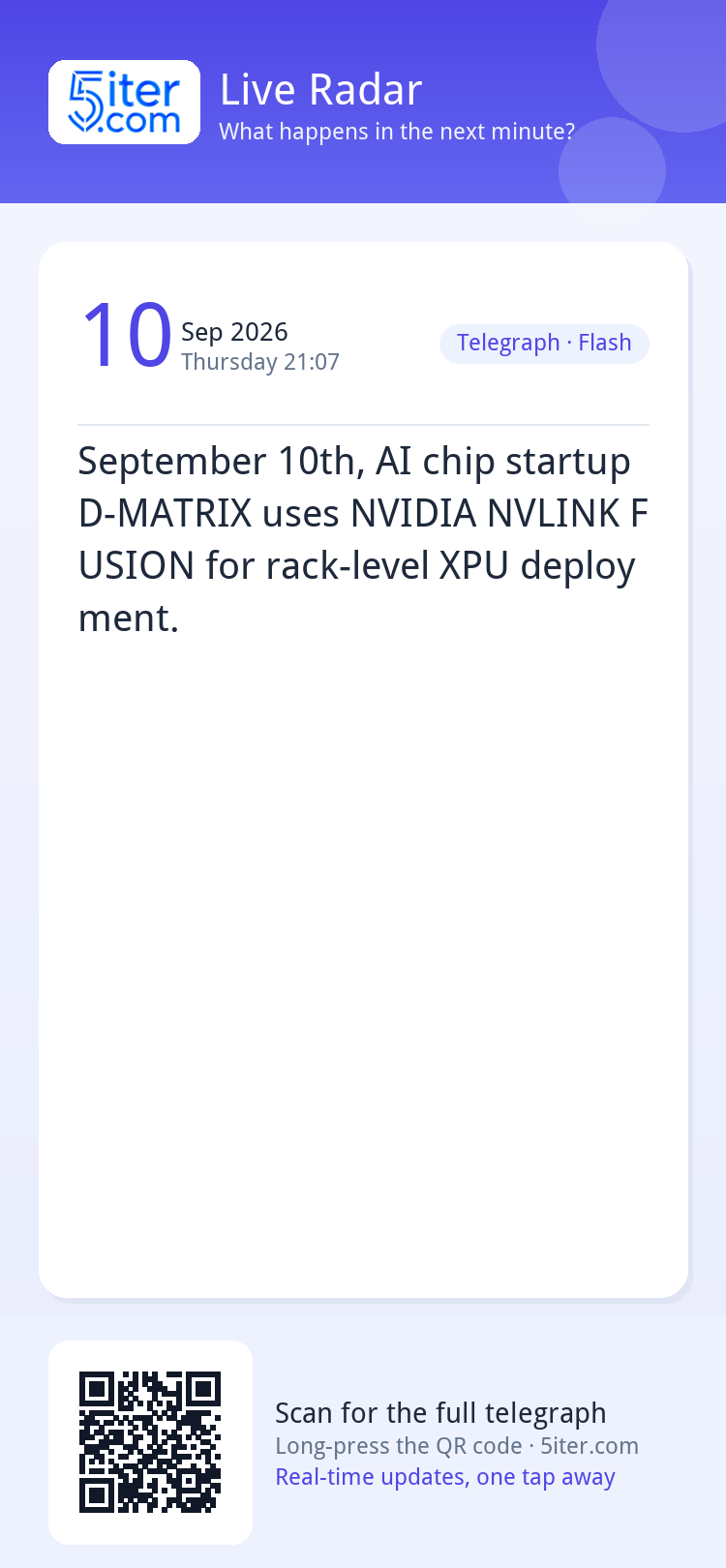 September 10th, AI chip startup D-MATRIX uses NVIDIA NVLINK 
