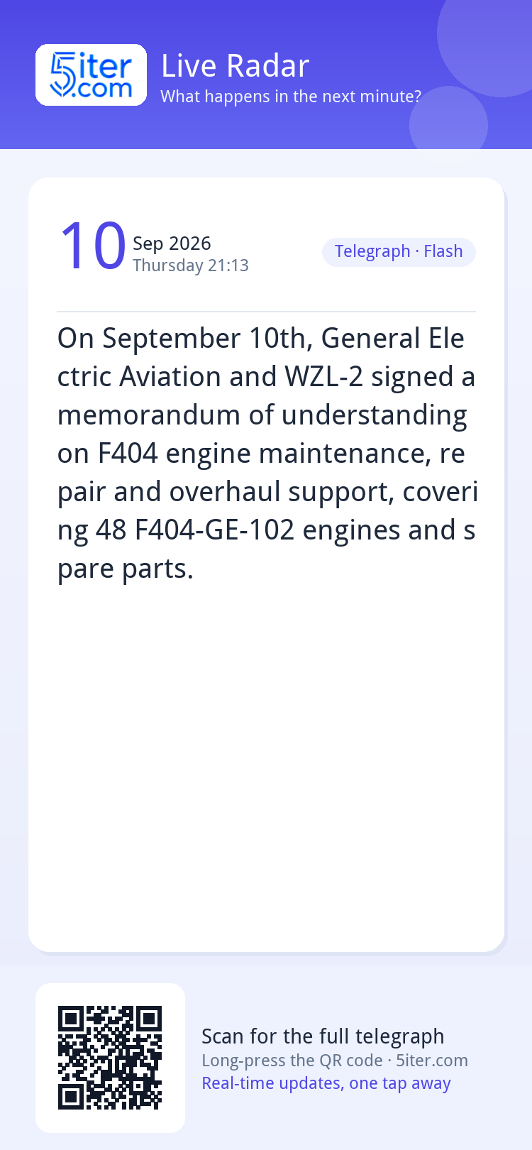 On September 10th, General Electric Aviation and WZL-2 signe
