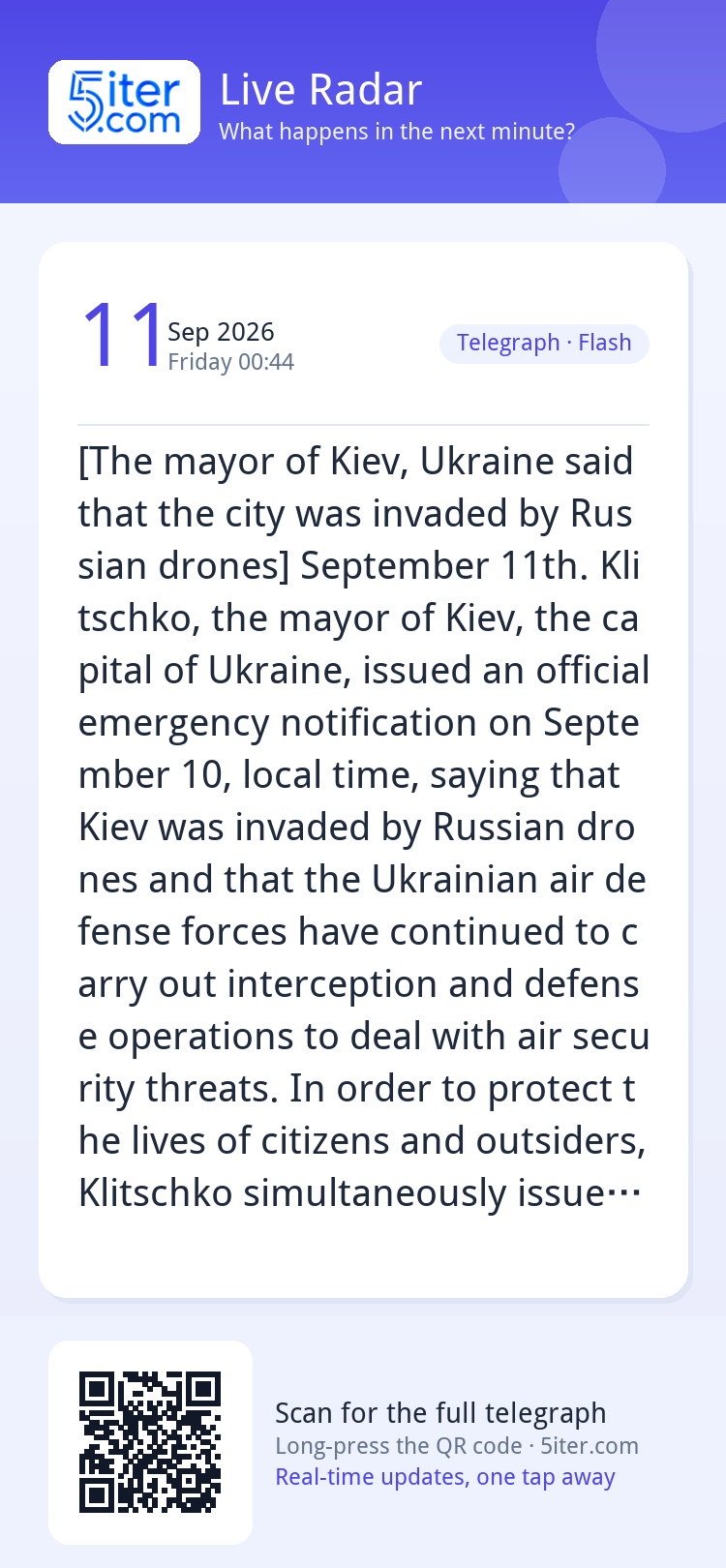 [The mayor of Kiev, Ukraine said that the city was invaded b