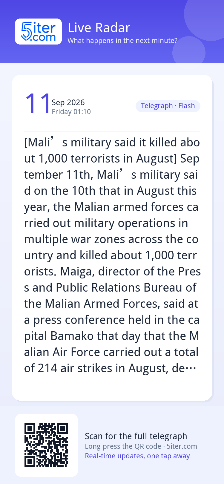 [Mali’s military said it killed about 1,000 terrorists in Au