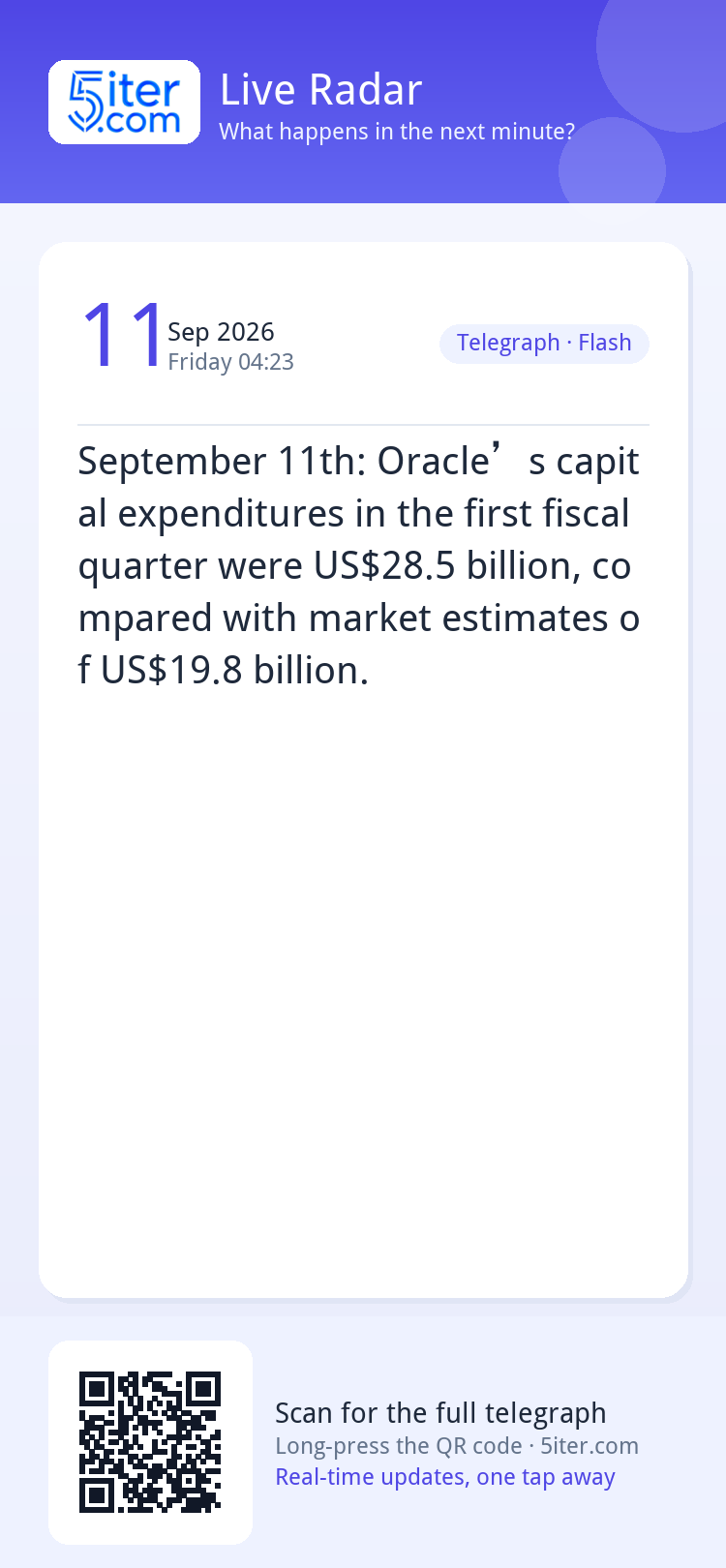 September 11th: Oracle’s capital expenditures in the first f