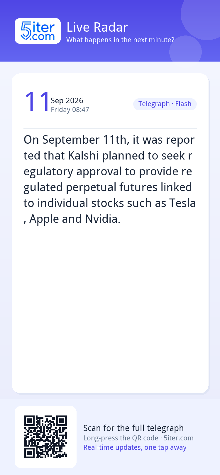 On September 11th, it was reported that Kalshi planned to se