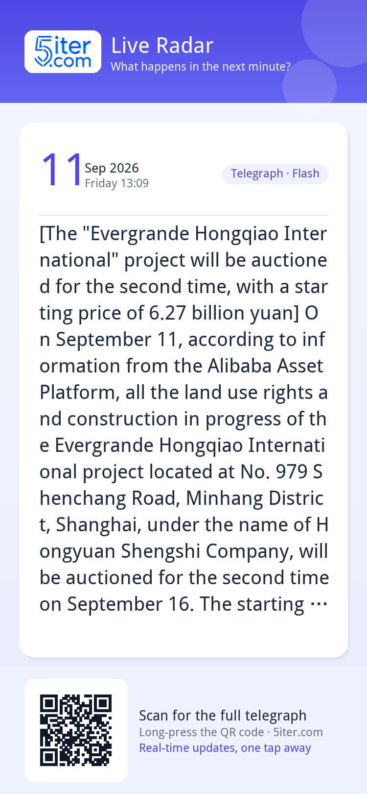 [The "Evergrande Hongqiao International" project will be auc