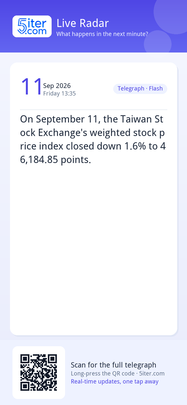 On September 11, the Taiwan Stock Exchange's weighted stock 