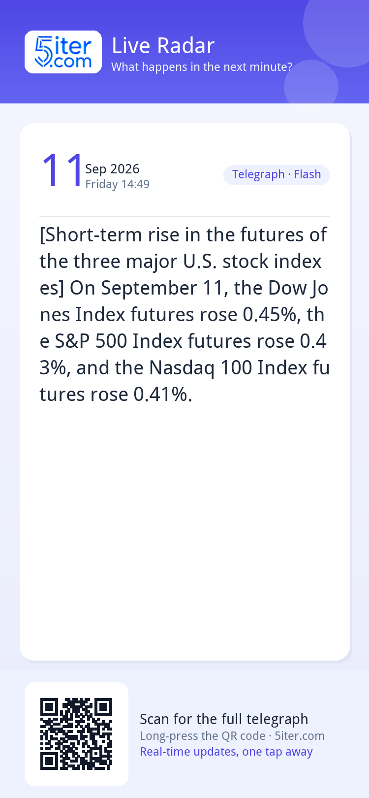 [Short-term rise in the futures of the three major U.S. stoc