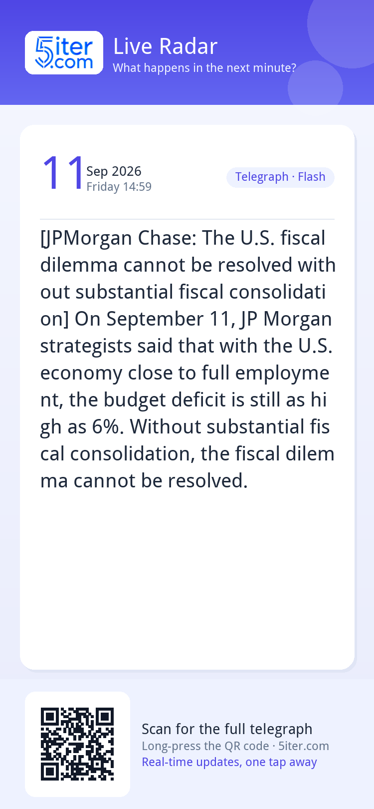 [JPMorgan Chase: The U.S. fiscal dilemma cannot be resolved 