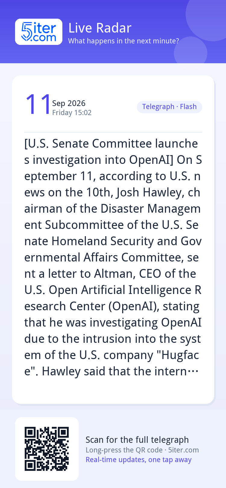[U.S. Senate Committee launches investigation into OpenAI] O