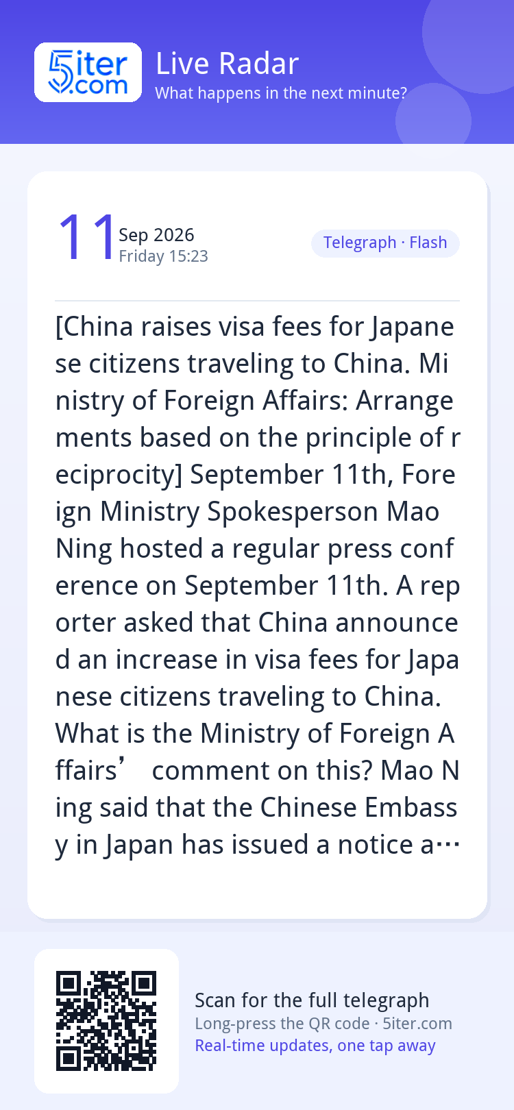 [China raises visa fees for Japanese citizens traveling to C