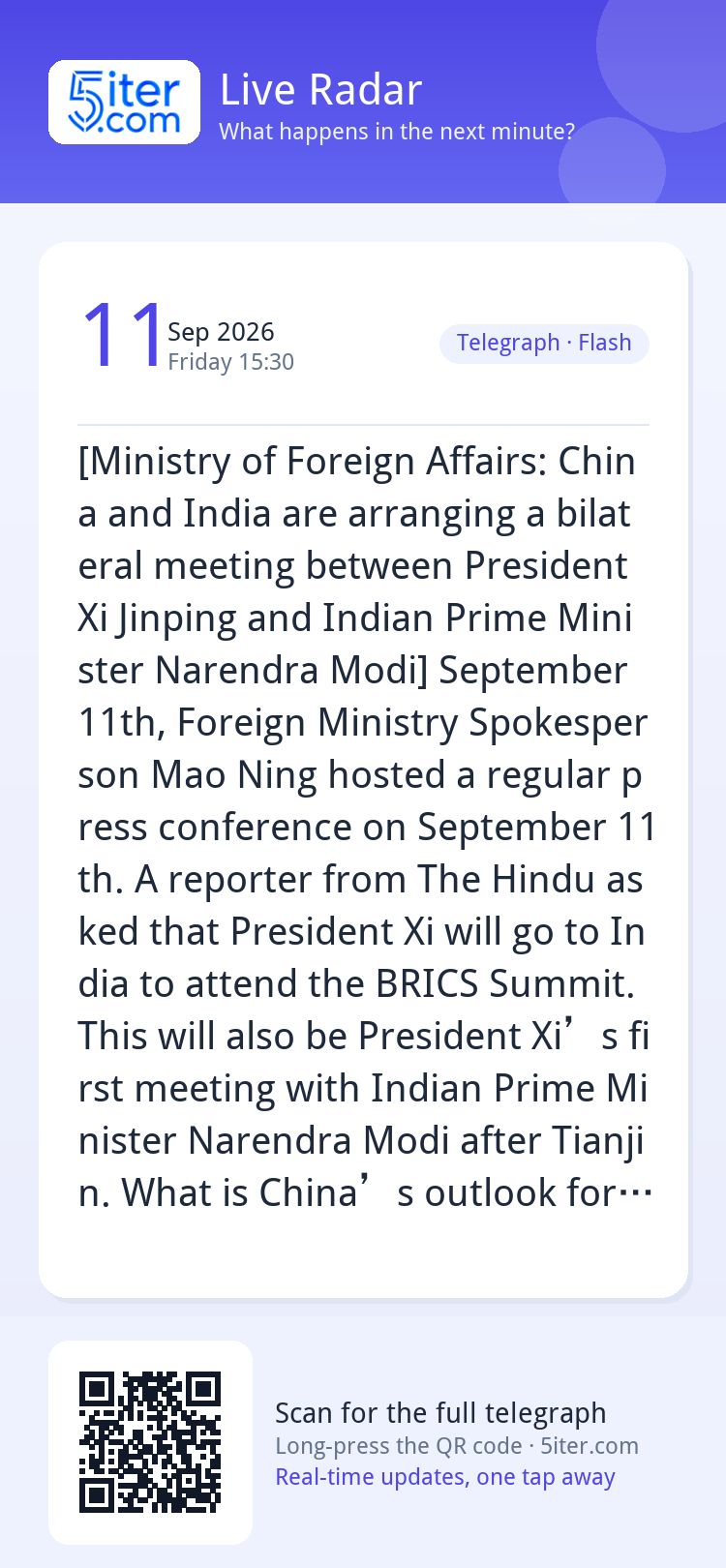 [Ministry of Foreign Affairs: China and India are arranging 