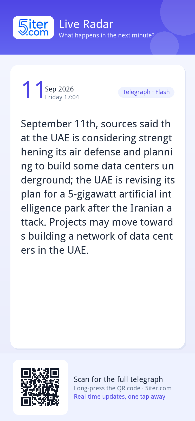 September 11th, sources said that the UAE is considering str