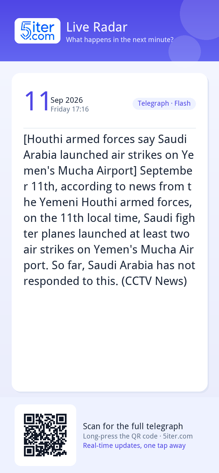 [Houthi armed forces say Saudi Arabia launched air strikes o