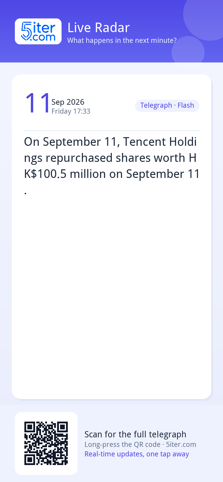On September 11, Tencent Holdings repurchased shares worth H