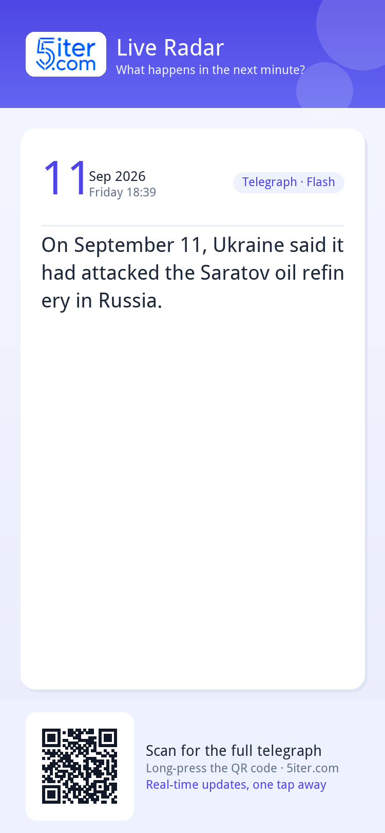 On September 11, Ukraine said it had attacked the Saratov oi