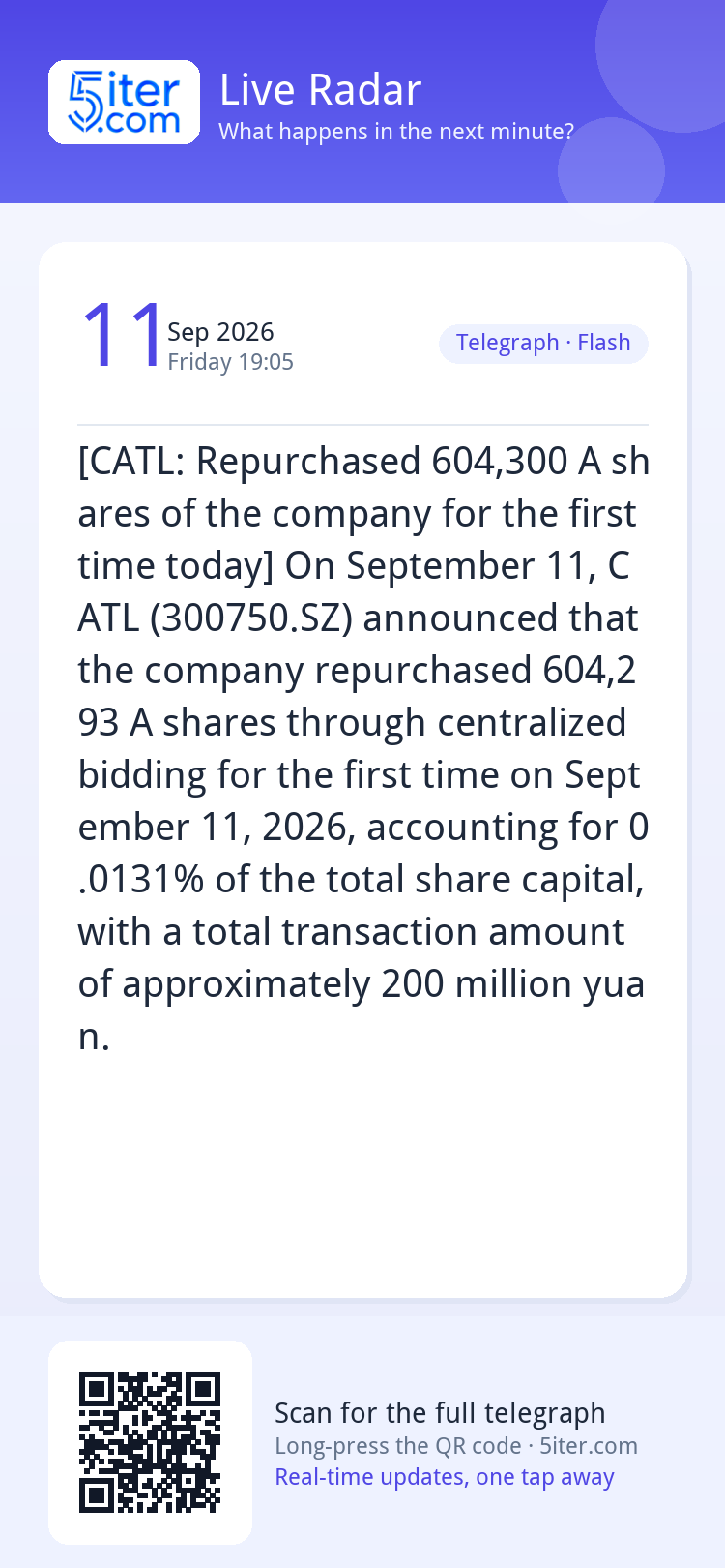 [CATL: Repurchased 604,300 A shares of the company for the f