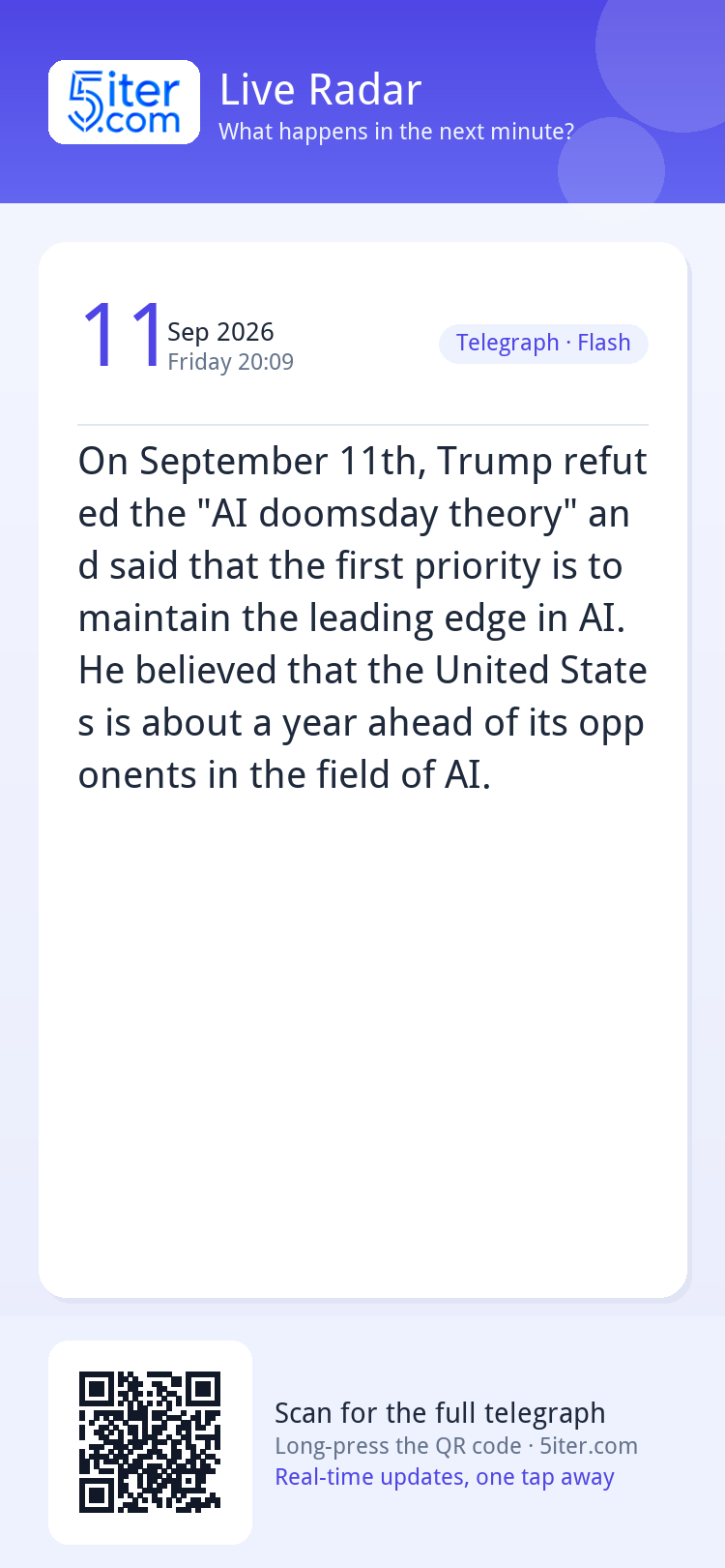 On September 11th, Trump refuted the "AI doomsday theory" an