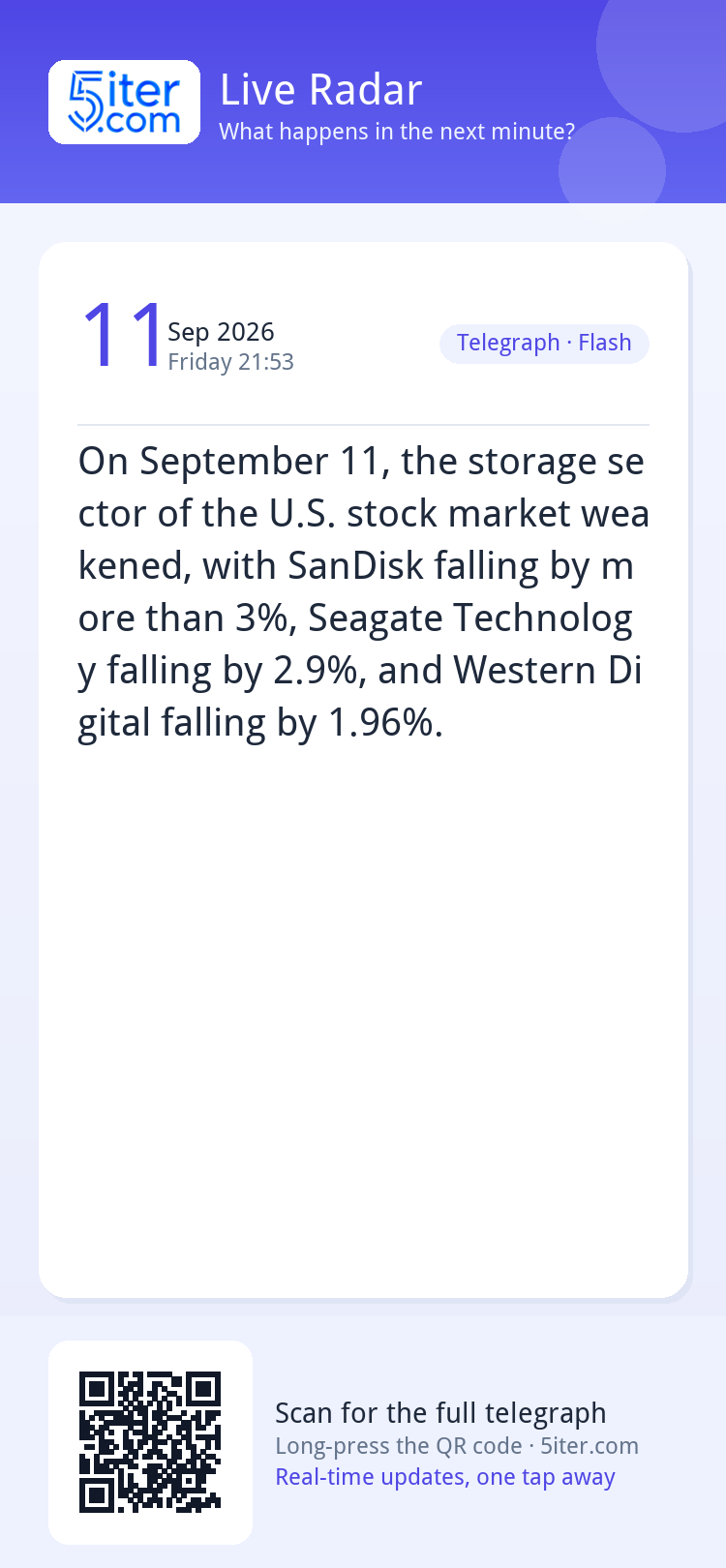 On September 11, the storage sector of the U.S. stock market