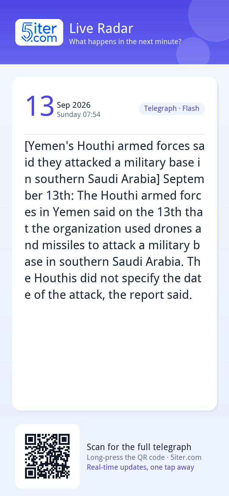 [Yemen's Houthi armed forces said they attacked a military b