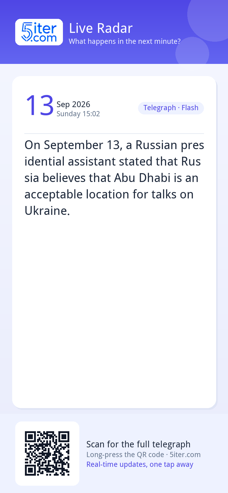 On September 13, a Russian presidential assistant stated tha