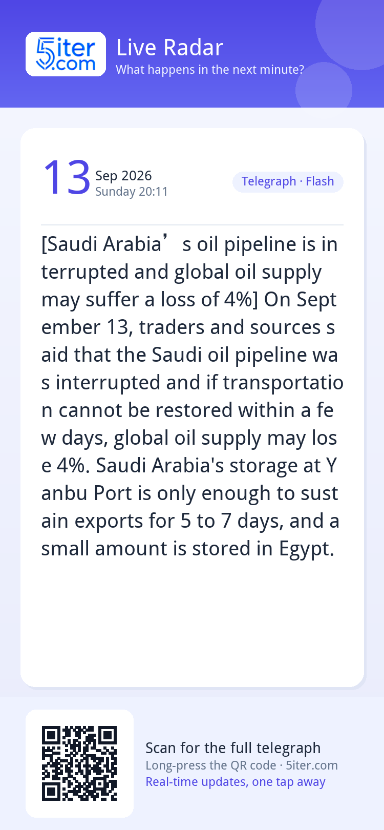 [Saudi Arabia’s oil pipeline is interrupted and global oil s