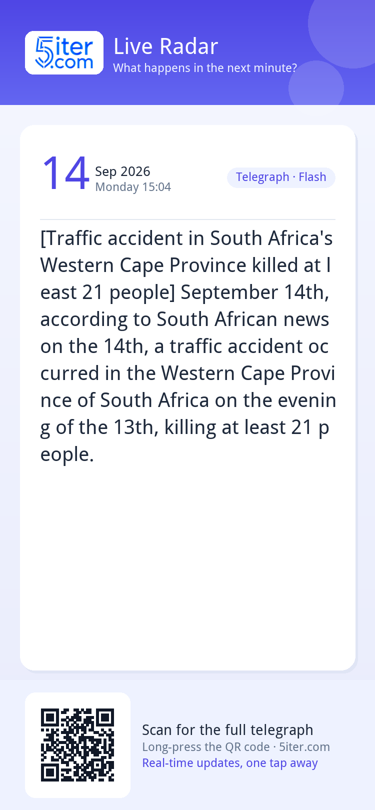 [Traffic accident in South Africa's Western Cape Province ki
