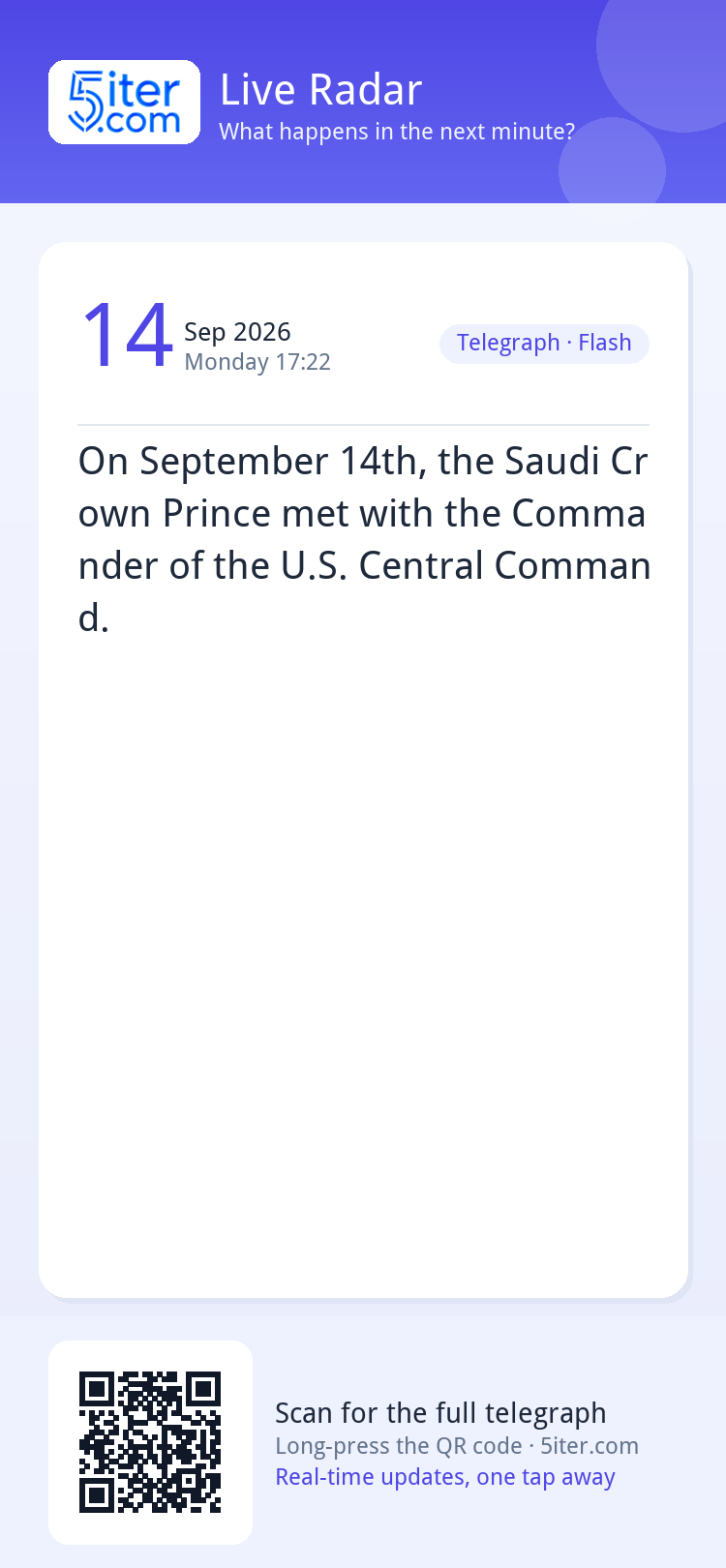 On September 14th, the Saudi Crown Prince met with the Comma