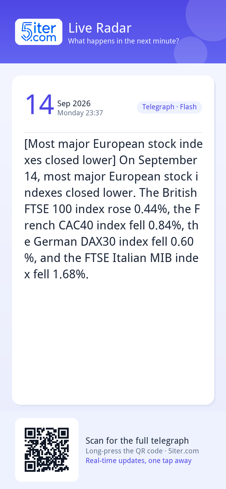 [Most major European stock indexes closed lower] On Septembe