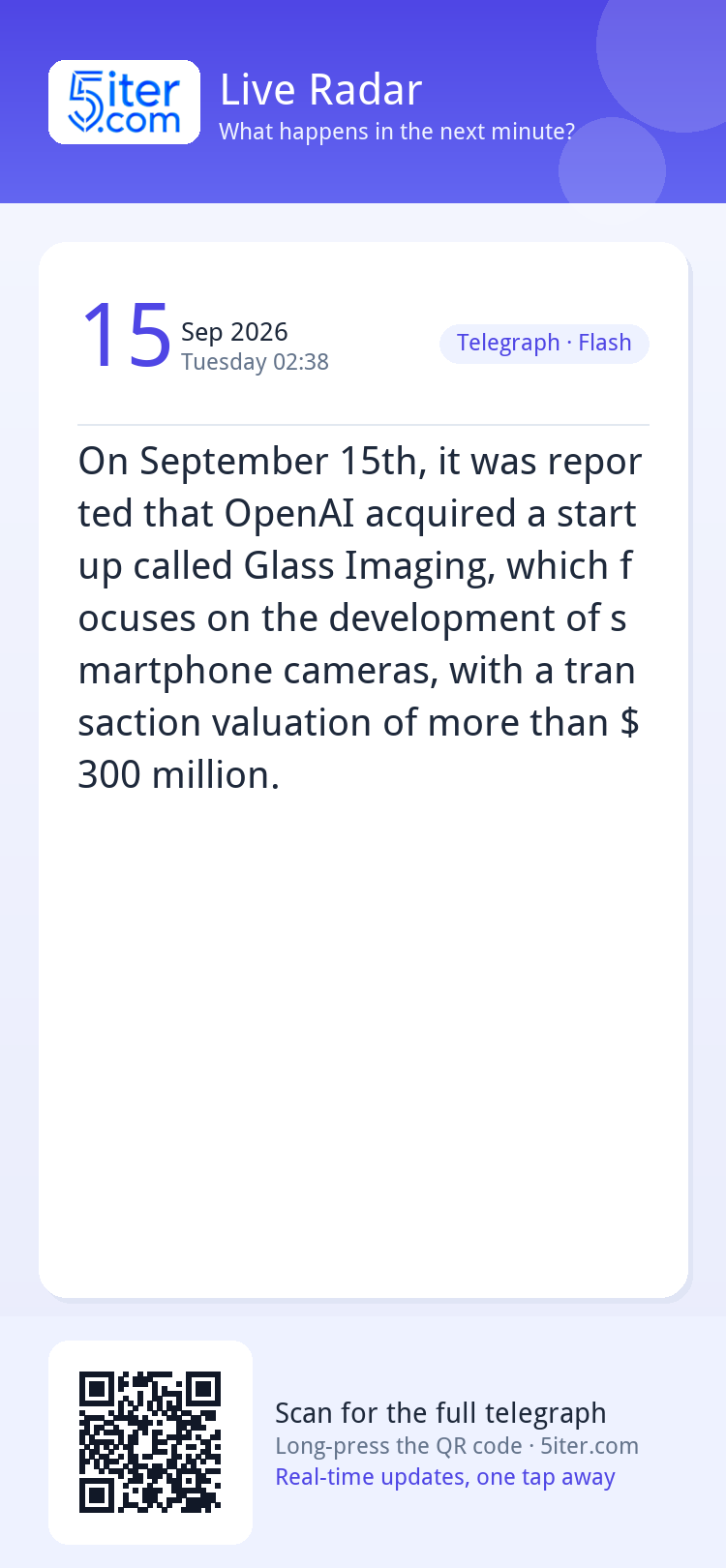 On September 15th, it was reported that OpenAI acquired a st