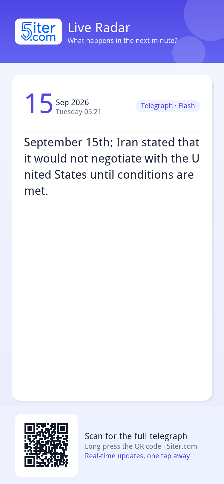 September 15th: Iran stated that it would not negotiate with