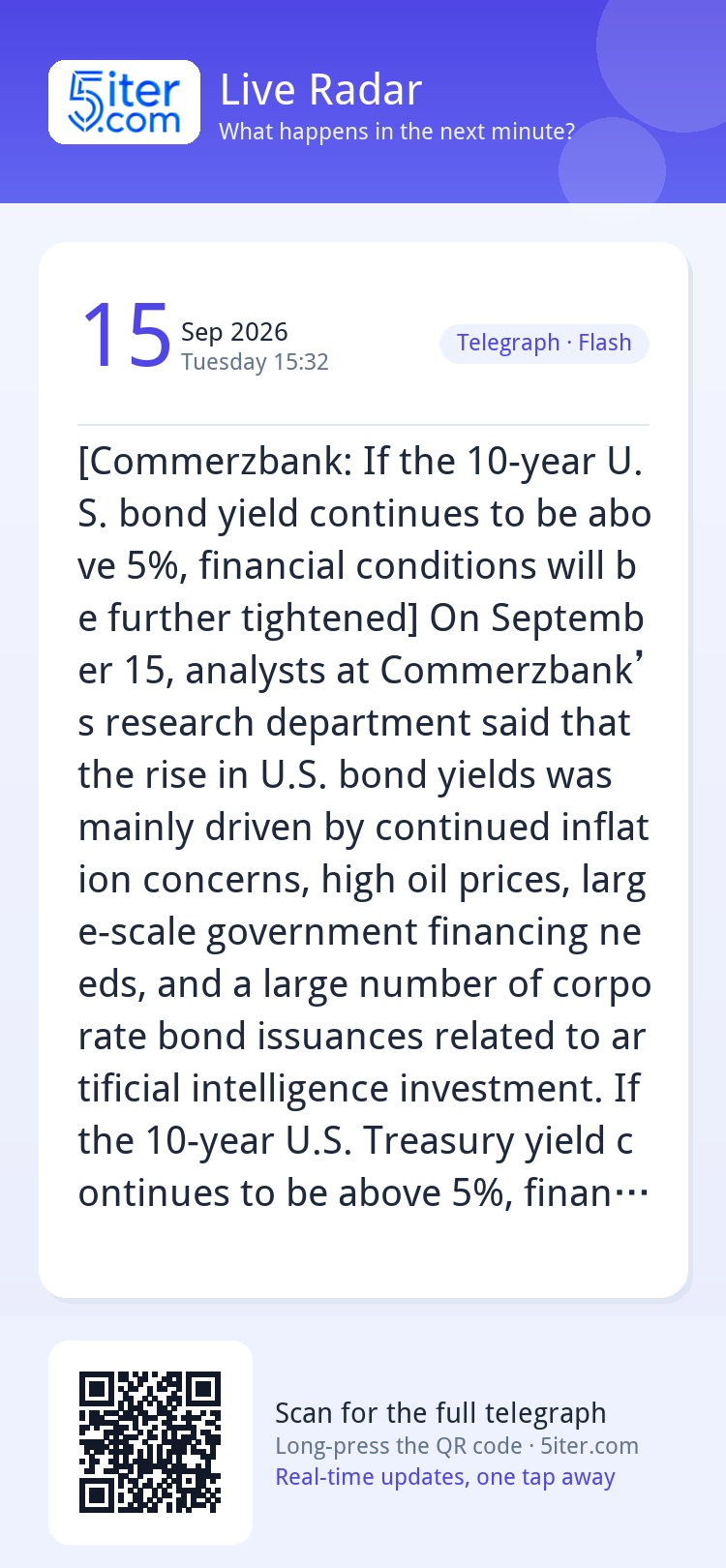 [Commerzbank: If the 10-year U.S. bond yield continues to be