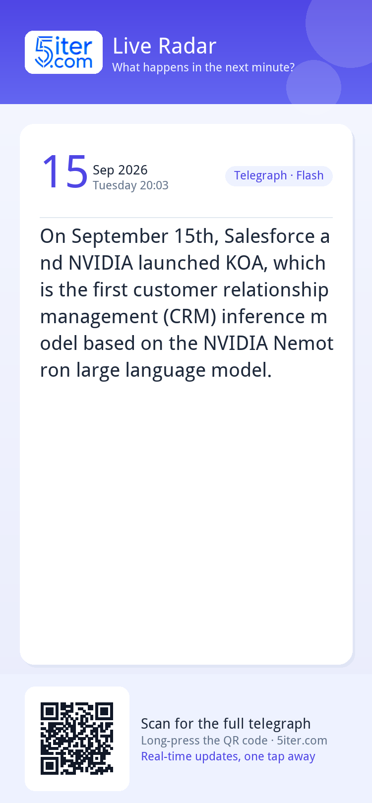 On September 15th, Salesforce and NVIDIA launched KOA, which