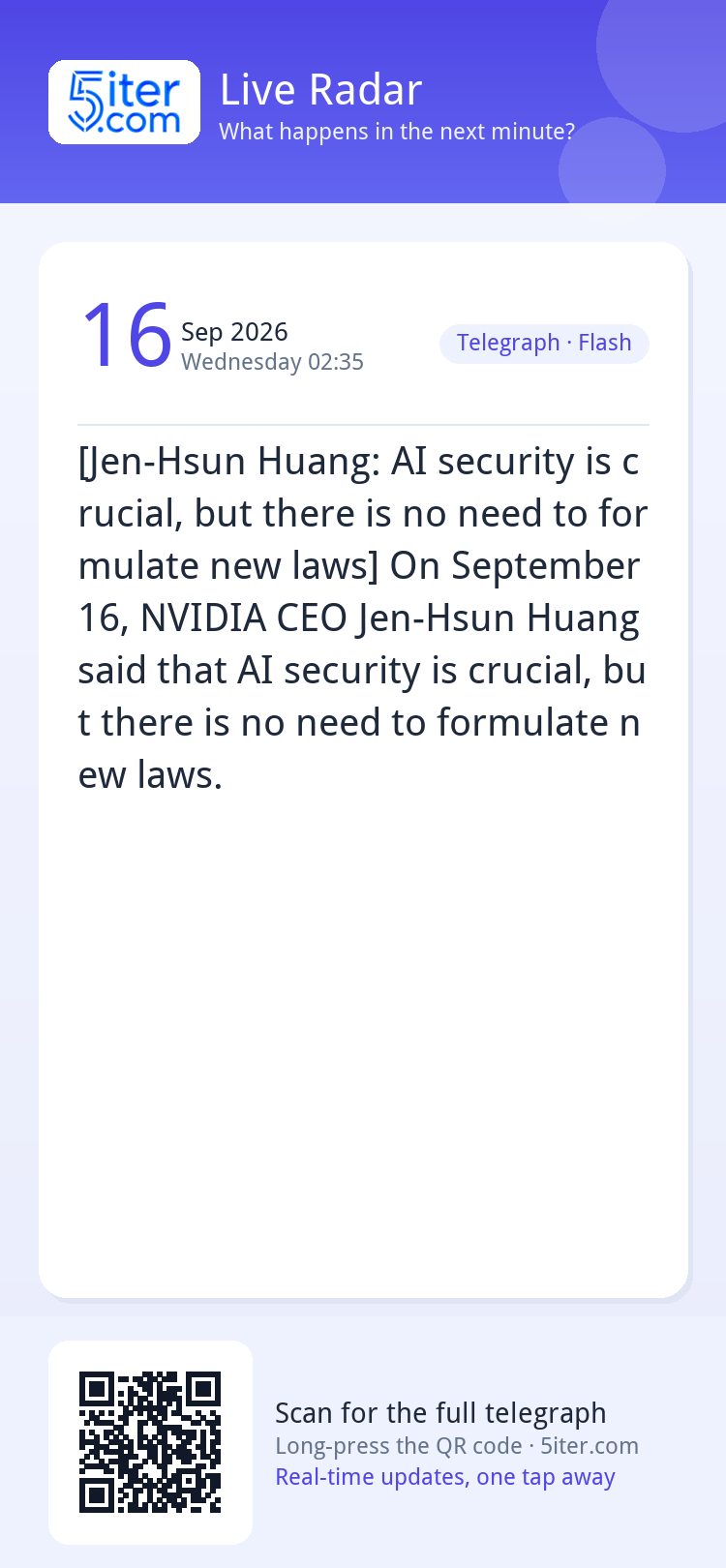 [Jen-Hsun Huang: AI security is crucial, but there is no nee
