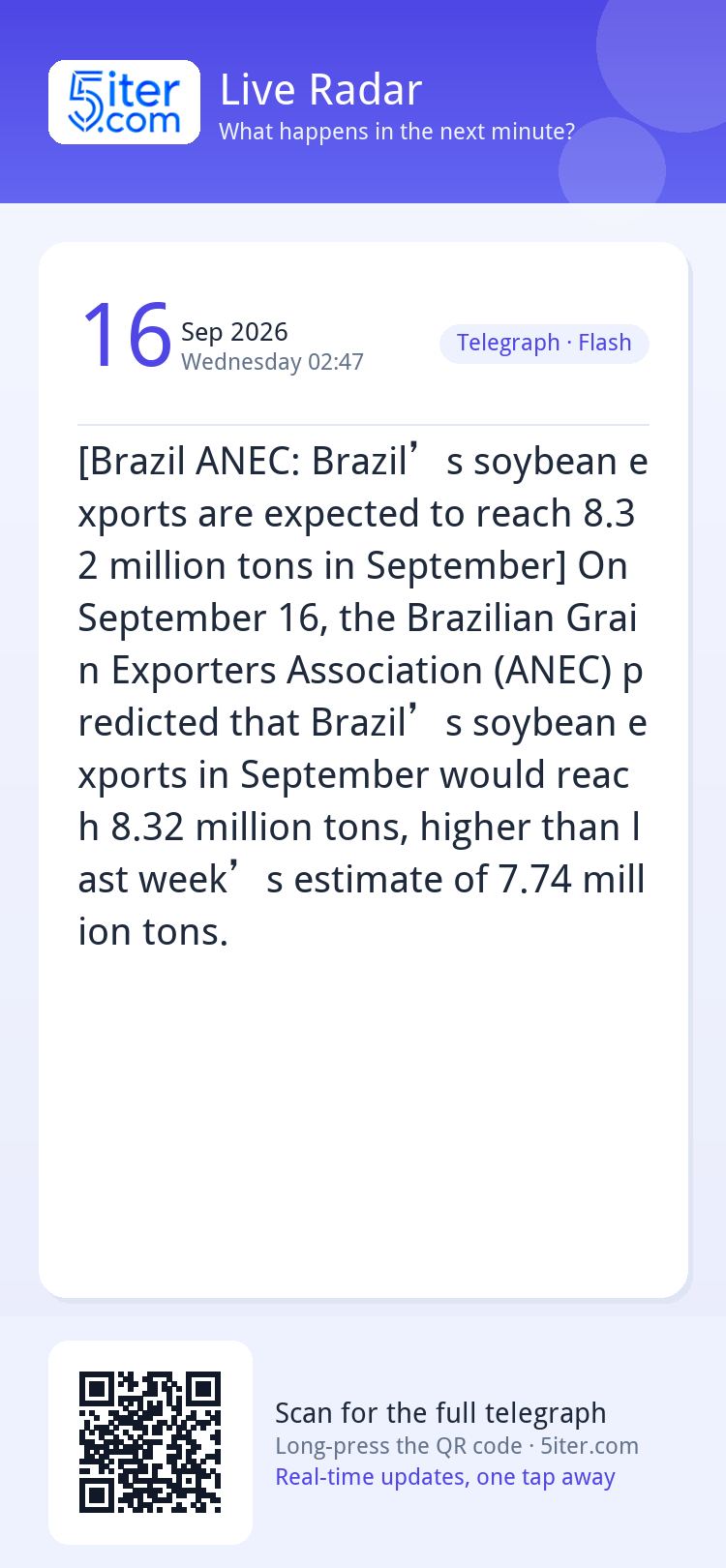 [Brazil ANEC: Brazil’s soybean exports are expected to reach