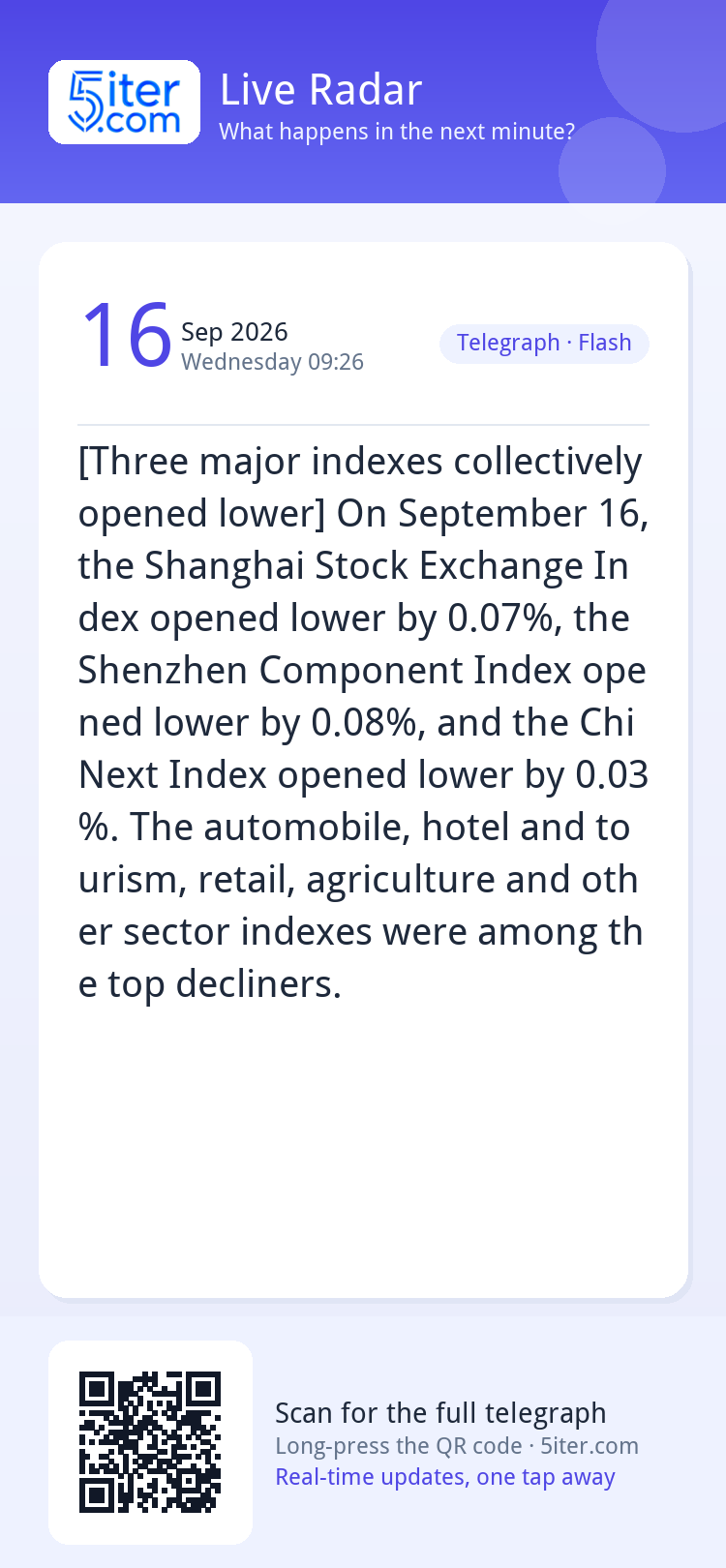[Three major indexes collectively opened lower] On September