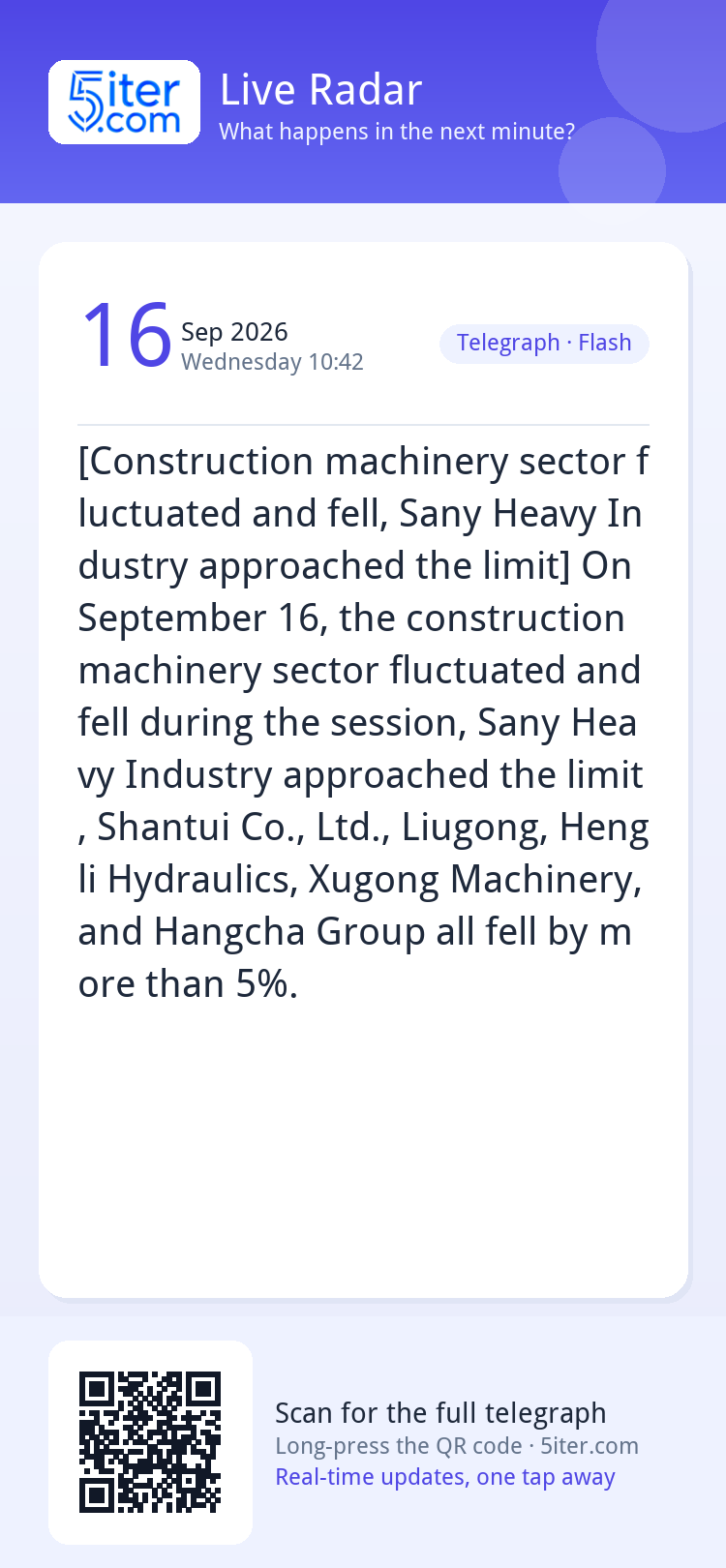 [Construction machinery sector fluctuated and fell, Sany Hea