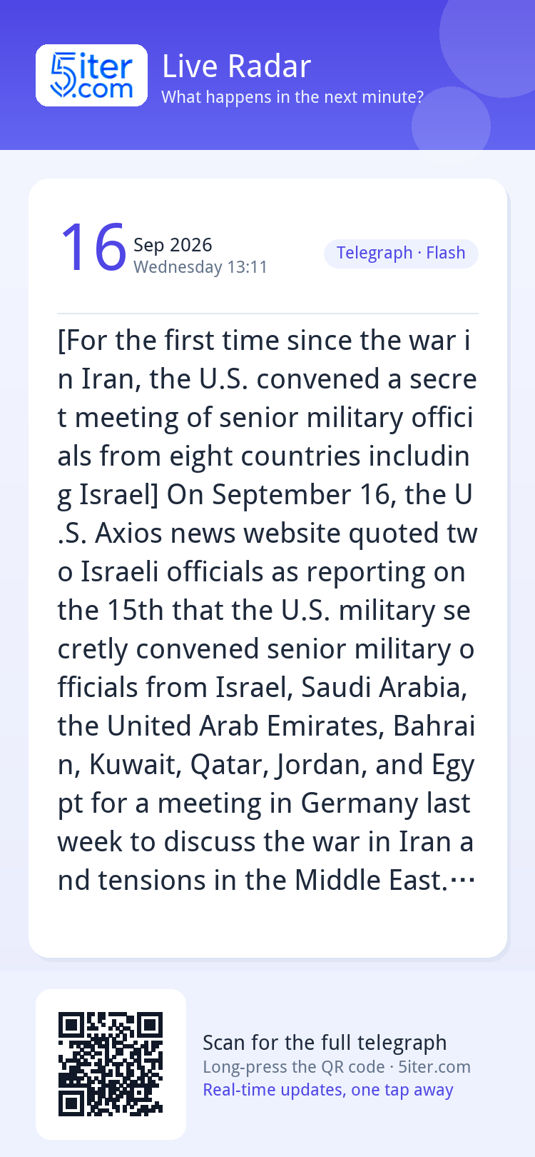 [For the first time since the war in Iran, the U.S. convened