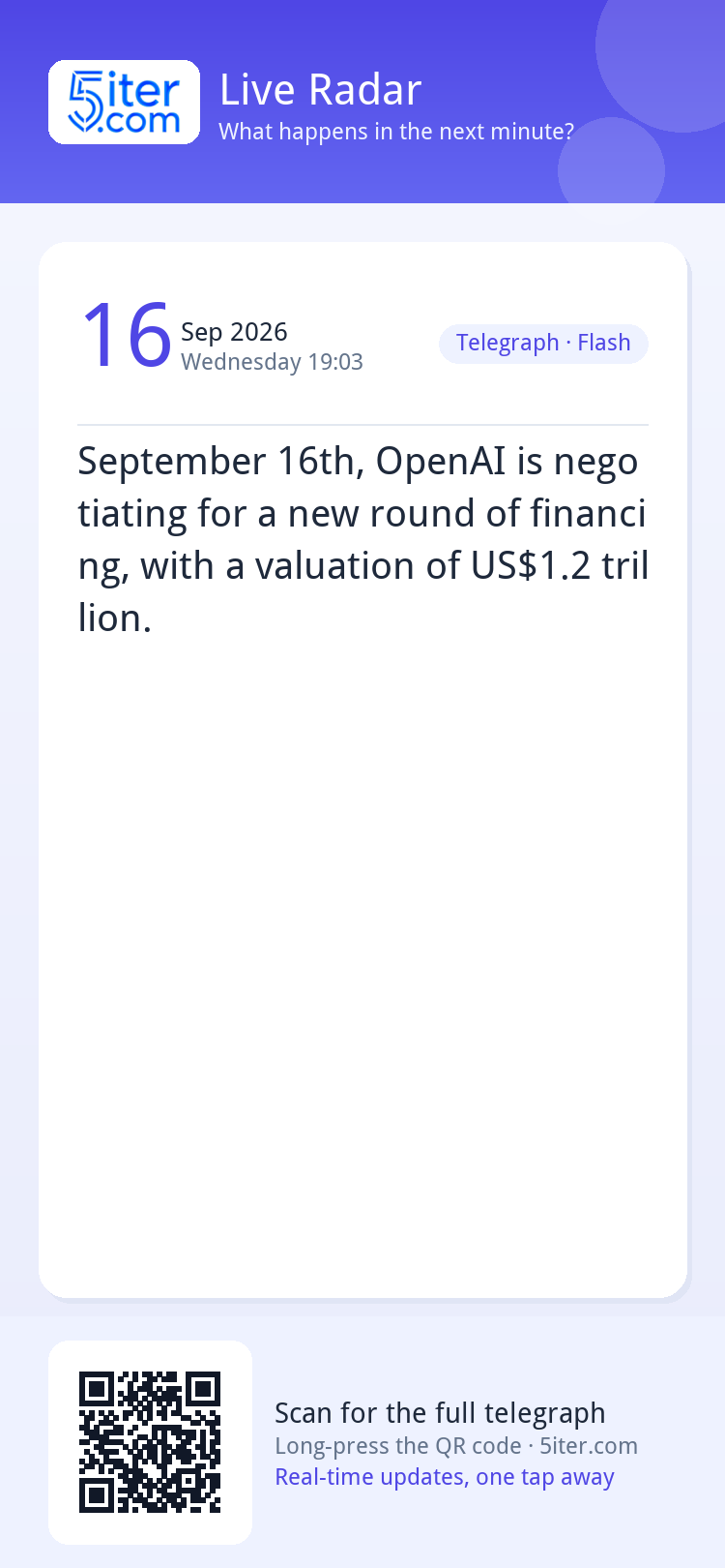 September 16th, OpenAI is negotiating for a new round of fin