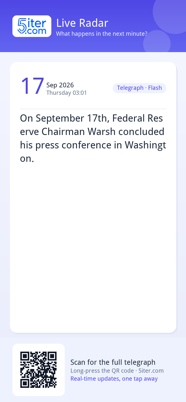 On September 17th, Federal Reserve Chairman Warsh concluded 