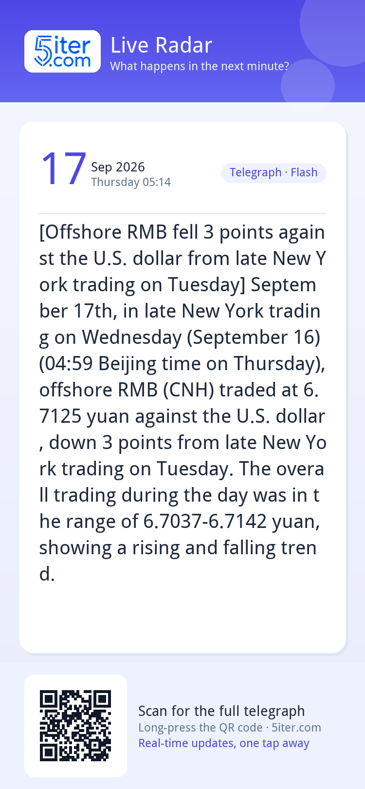 [Offshore RMB fell 3 points against the U.S. dollar from lat