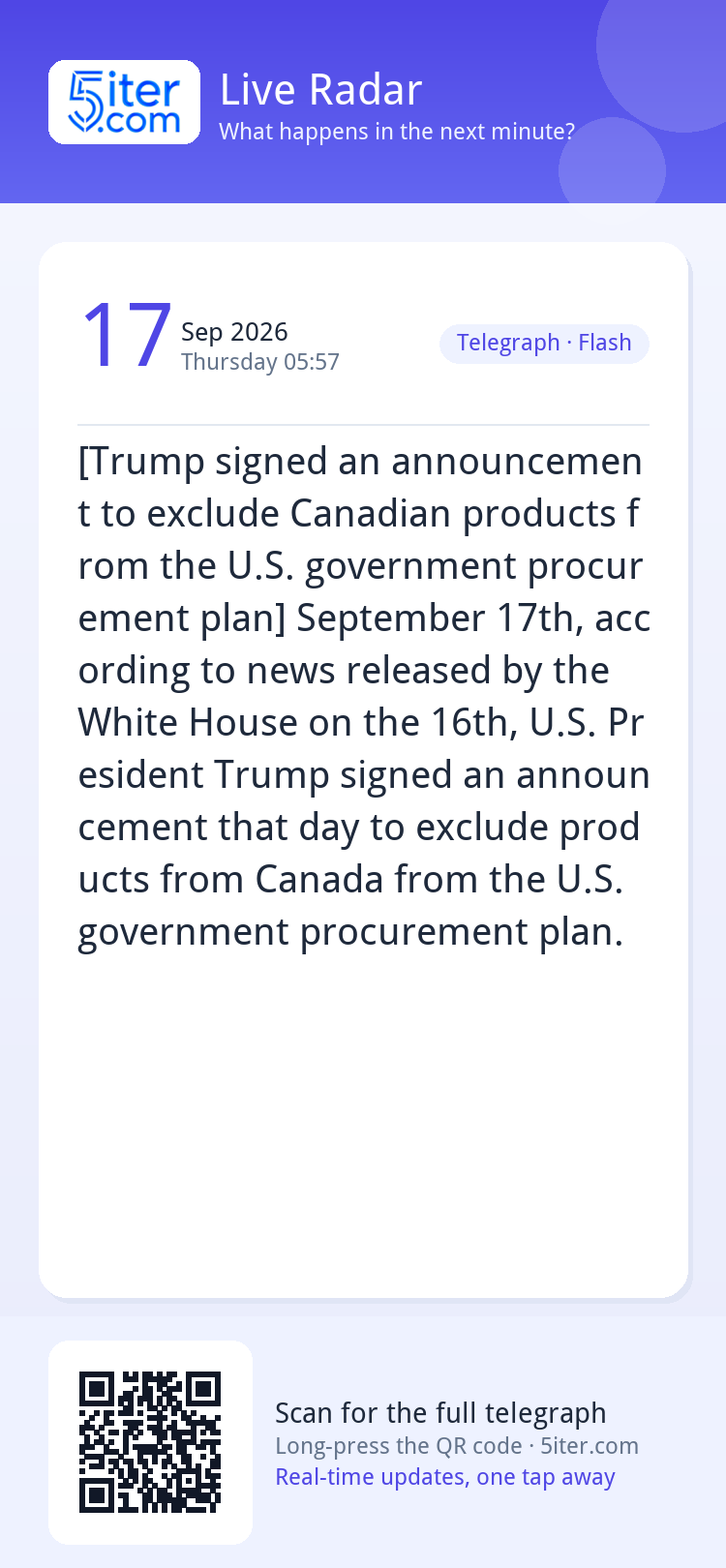 [Trump signed an announcement to exclude Canadian products f
