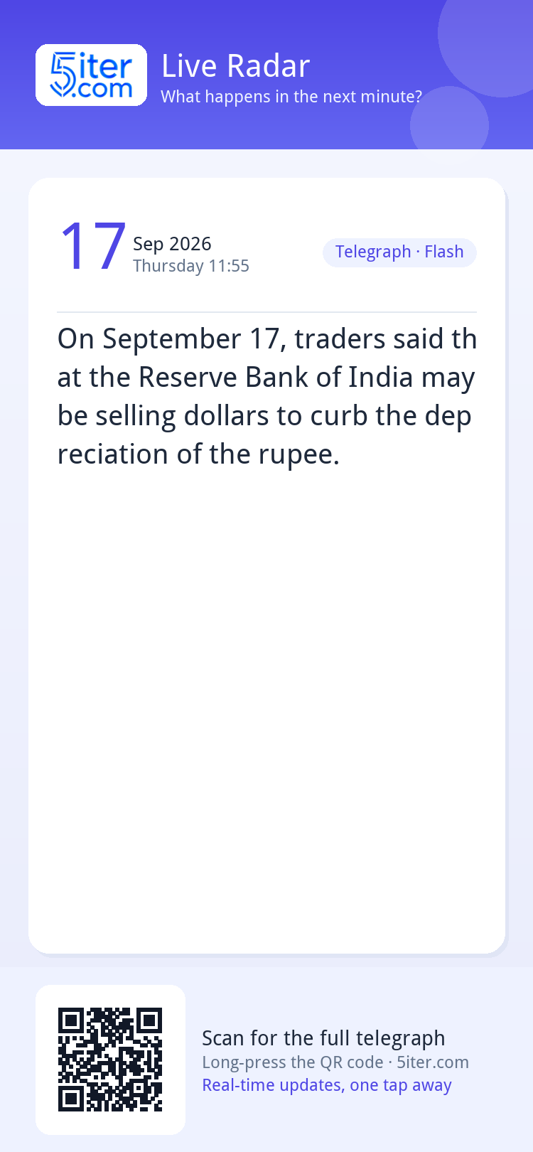 On September 17, traders said that the Reserve Bank of India